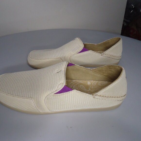 OluKai Waialua Mesh Slip On Casual Shoes Size 10 Womens cream/purple - Picture 3 of 6